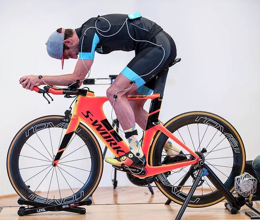 Rider on a bike during a Retül bike fit at Roe Valley Cycles