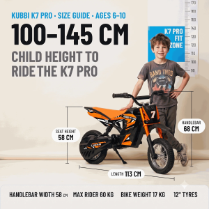 Kubbi K7 Pro Electric Dirt Bike for Kids (Ages 6-10), photo 2