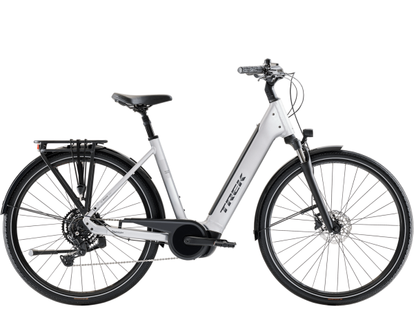 Trek District+ 3 R9 540 Low-Step Electric Bike 2027 in Lunar Silver