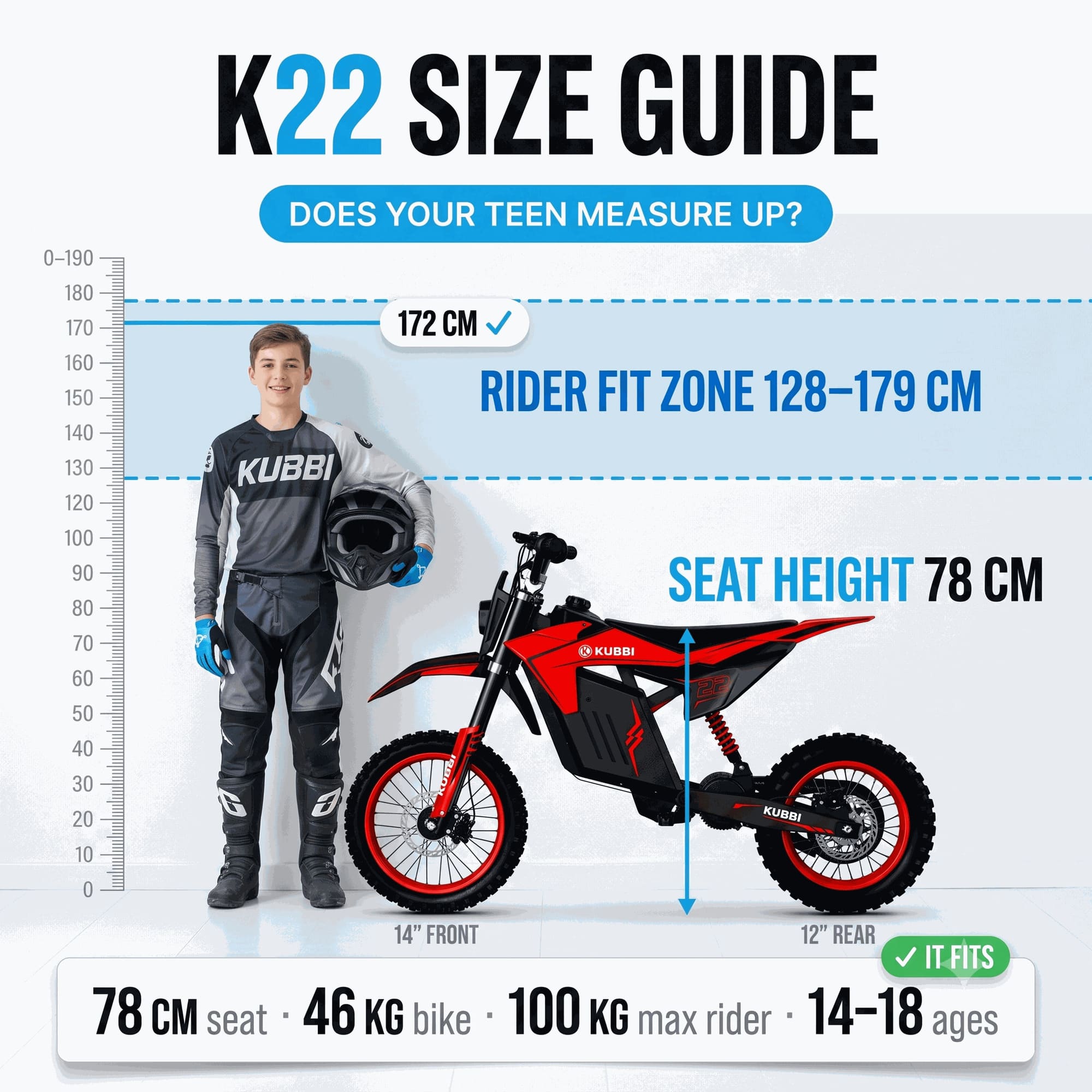Kubbi K22 Electric Dirt Bike for Teenagers (Ages 14-18) Kubbi K22 Electric Dirt Bike for Teenagers (Ages 14-18)